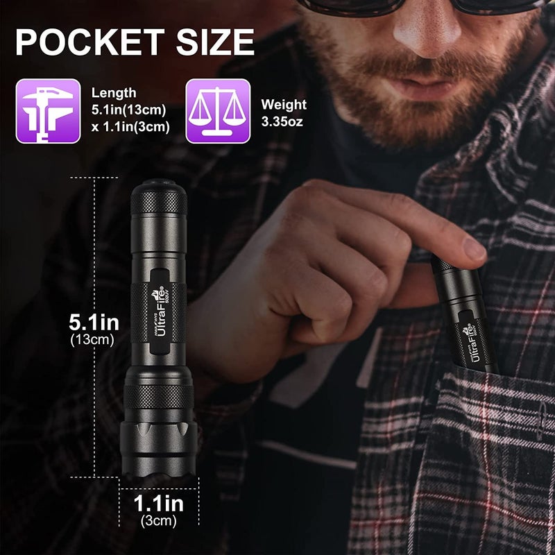 ULTRAFIRE Black Light UV Flashlight, Super Power UV 395-405 nm LED WF-502B Blacklight Flashlights for Leak Detector, Pet Urine Stain, Bed Bug (Not Included Batteries) - Image 3